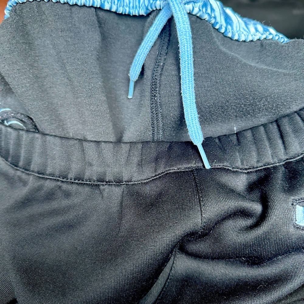 Adidas Black Track Pants with Light Blue Stripes/ Back Pocket - Picture 12 of 14